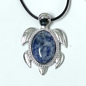 Sodalite Natural Gemstone Turtle Pendant Necklace Healing Gemstone